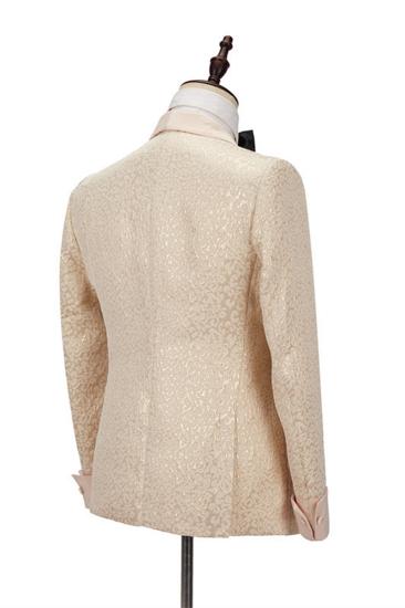 Seth Gold Shawl Lapel Slim Fit Jacquard Wedding Men Suit | Two Suits_3