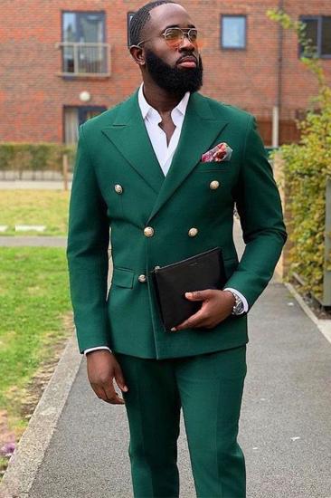 William Dark Green Double Breasted Point Lapel Best Fit Prom Suit