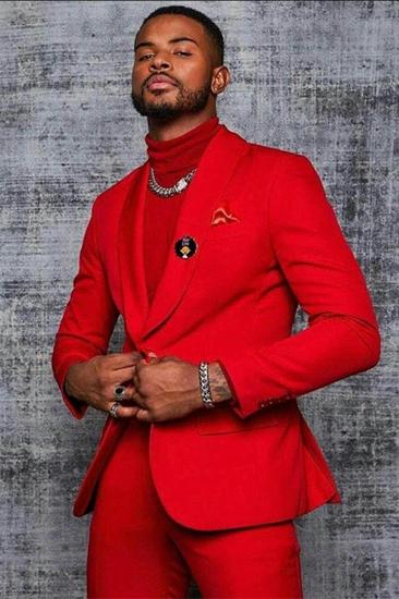 Isiah Fashion Red Shawl Lapel One Button Men Suit_1