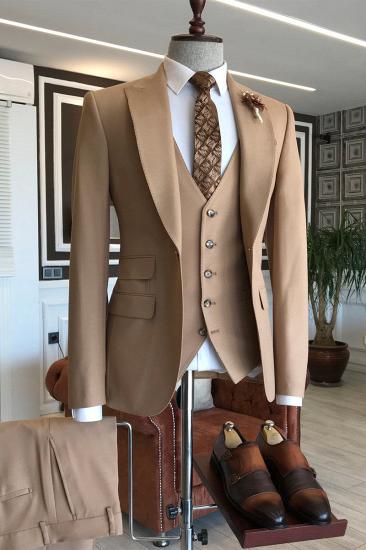 Sampson New Brown Point Lapel 3 Flap Slim Fit Men Business Suit_1