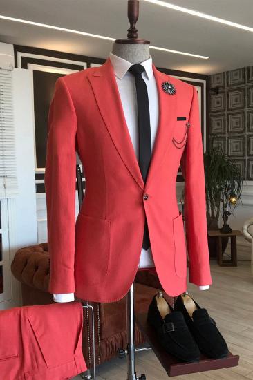 Jack Red Tip Lapel Slim Fit 2 Flap Prom Men Suit