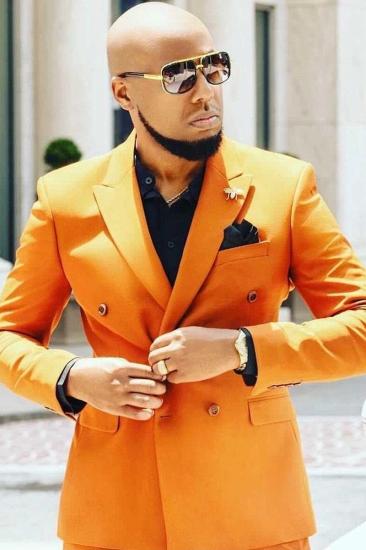 Noel Orange Point Lapel Slim Fit Sleek Prom Men Suit_2