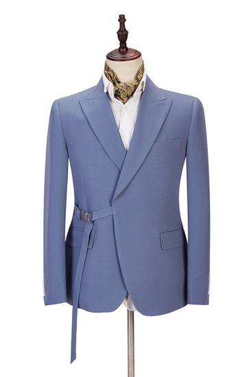 Preston Ocean Blue Pointed Lapel Slim Fit Men Fit Prom