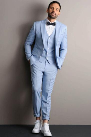Leon Sky Blue Three Piece Notch Lapel Fashion Men Suit_1