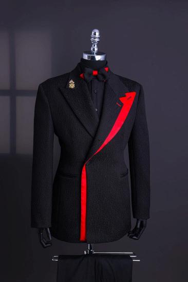 Rachel Special Black Peaked Lapel Slim Fit Prom Suits_2