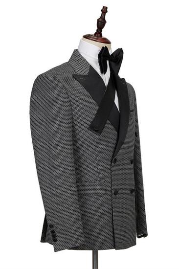 Grant Black Check Lapel Double Breasted Men Suit_3