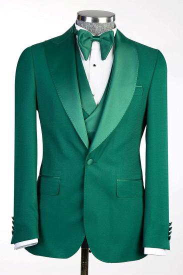 Ternence Jade Peaked Lapel Three Pieces Prom Suits_2