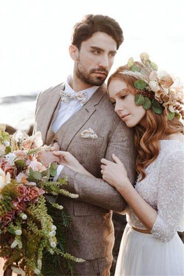 Khaki Linen Summer Beach Men Classic Suit | 2022 Groom Wedding Tuxedo Set Of 3_4