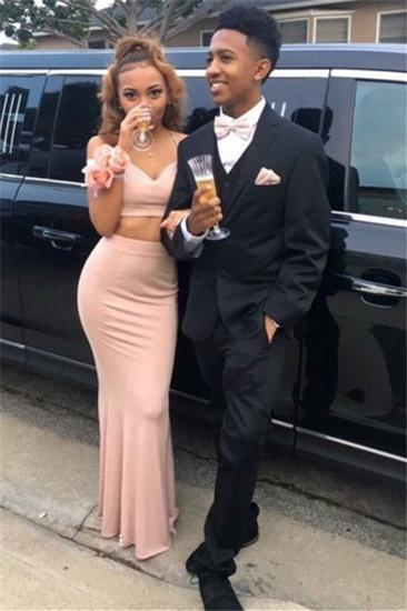 Stylish Three Piece Black Slim Fit Prom Suit With Notch Lapel_1