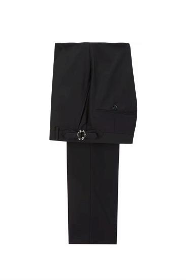 Double Breasted Black Floral Jacquard Shawl Lapel Mens Prom Suit_3