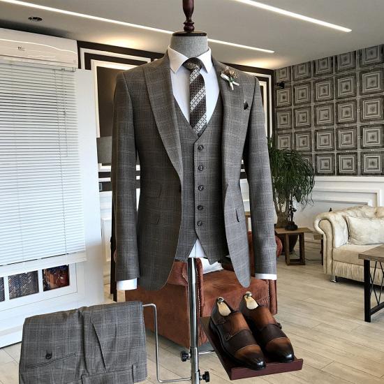 Felix Formal Check Point Lapel Custom Slim Fit Men Suit_2